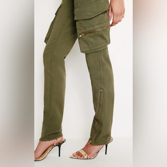 GOOD AMERICAN Twill Skinny Cargo Pants Fatigue 001 Size 10/30 - Picture 4 of 6